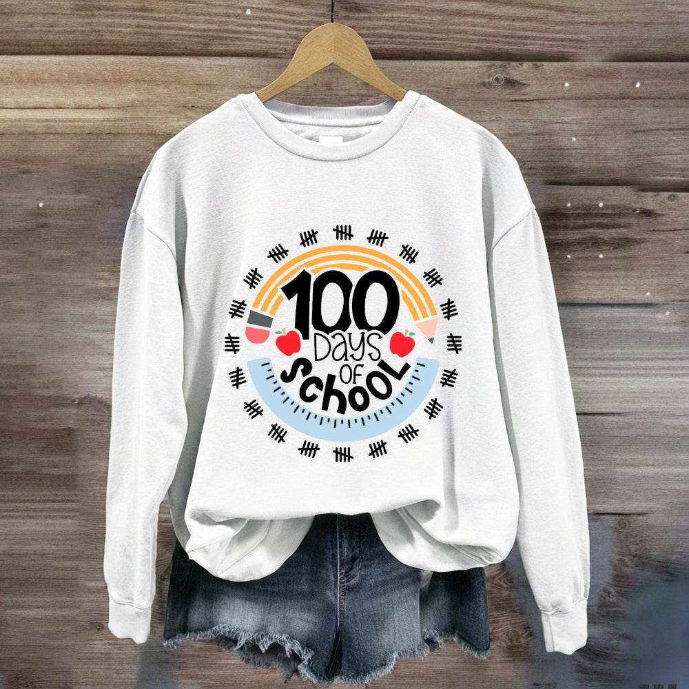 100 Days Of School Pencil And Ruler Sweatshirt