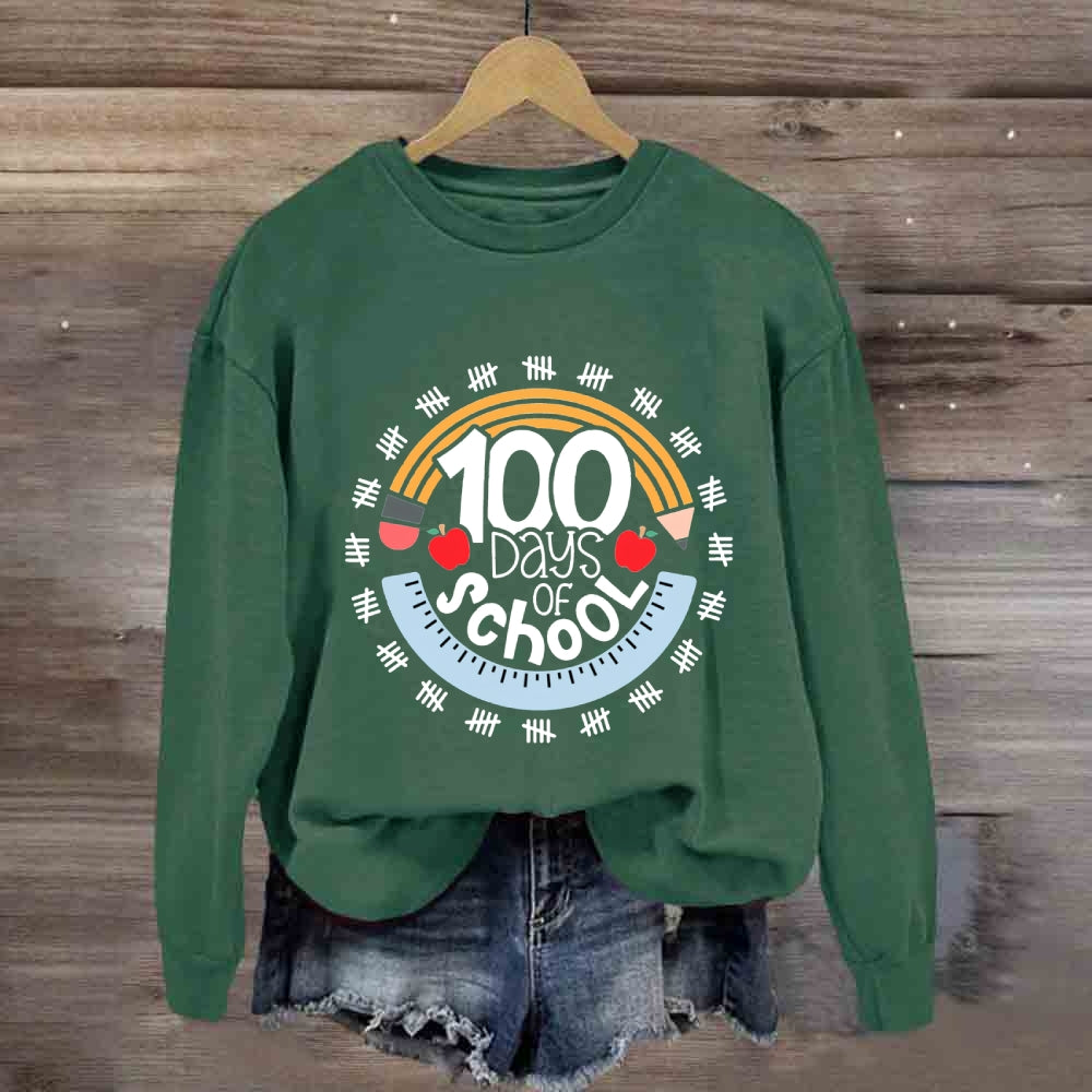100 Days Of School Pencil And Ruler Sweatshirt