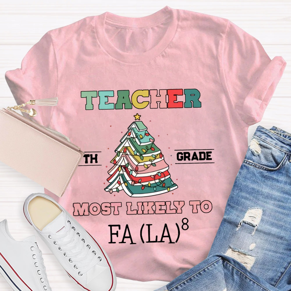 Personalized Grade And Text Teacher Most Likely To T-shirt