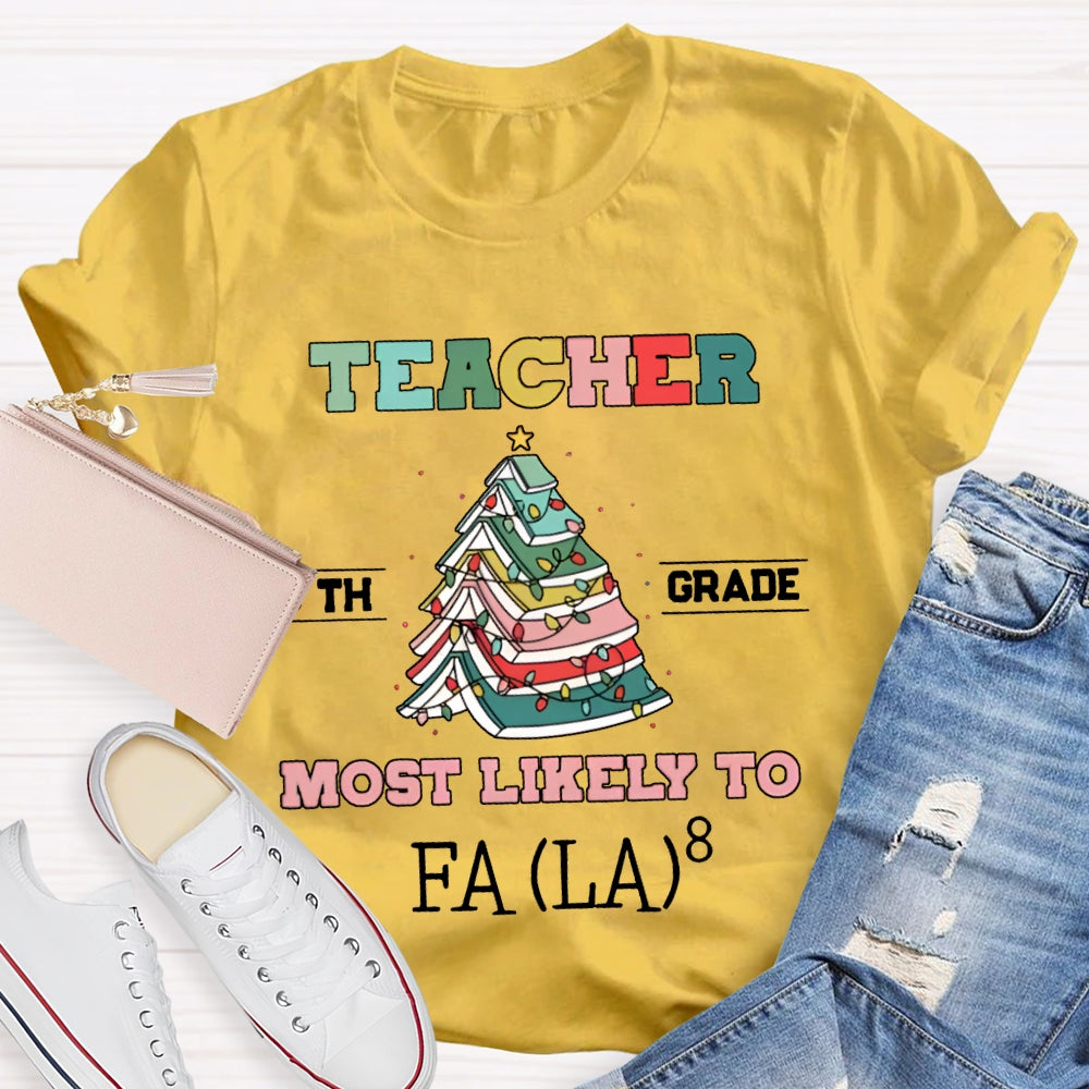 Personalized Grade And Text Teacher Most Likely To T-shirt