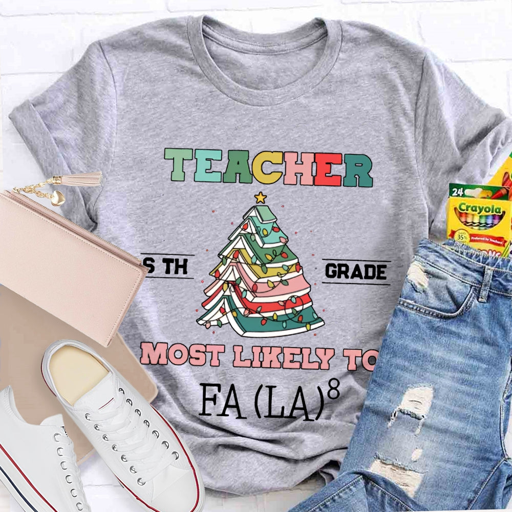 Personalized Grade And Text Teacher Most Likely To T-shirt