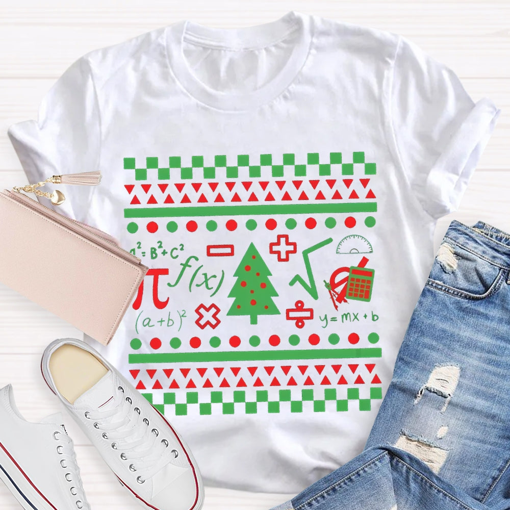 Mathematical Elements And Christmas Tree Christmas T-shirt
