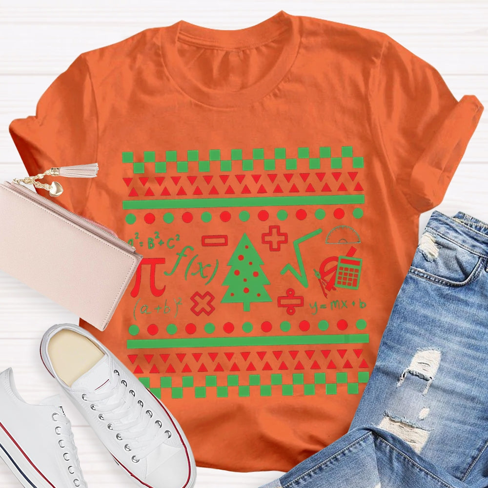 Mathematical Elements And Christmas Tree Christmas T-shirt