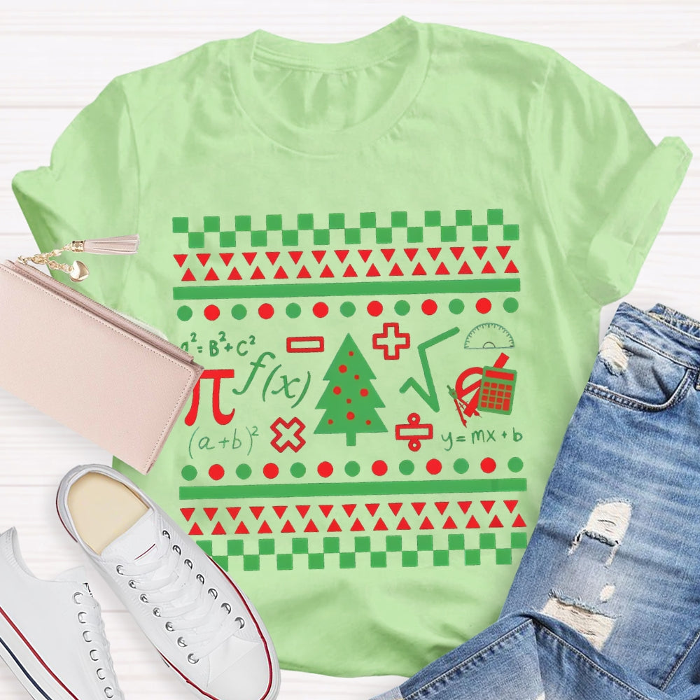 Mathematical Elements And Christmas Tree Christmas T-shirt