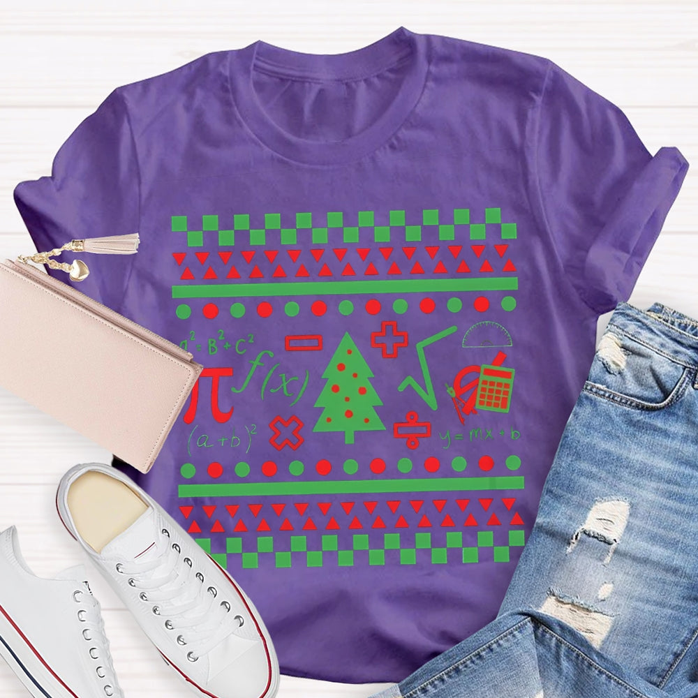 Mathematical Elements And Christmas Tree Christmas T-shirt