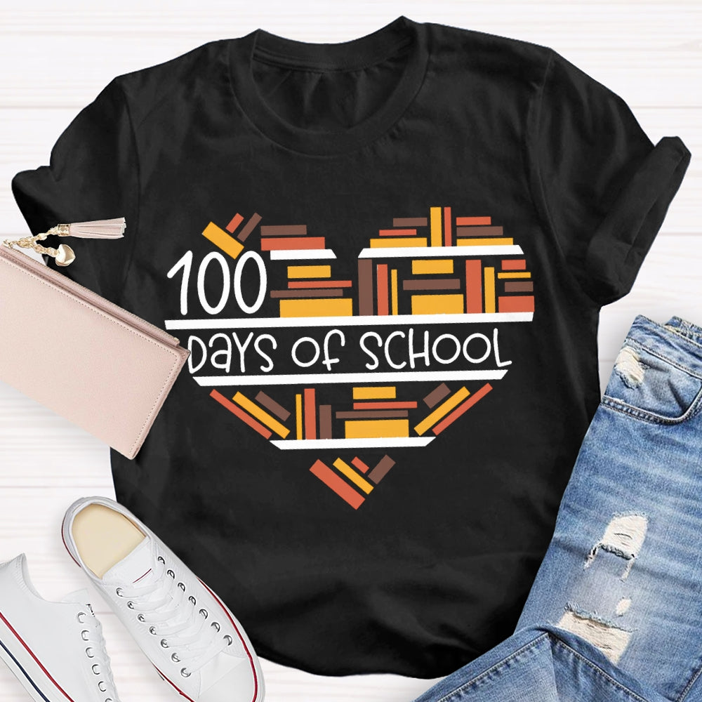 100 Days Of School Fall In Love With Reading T-shirt