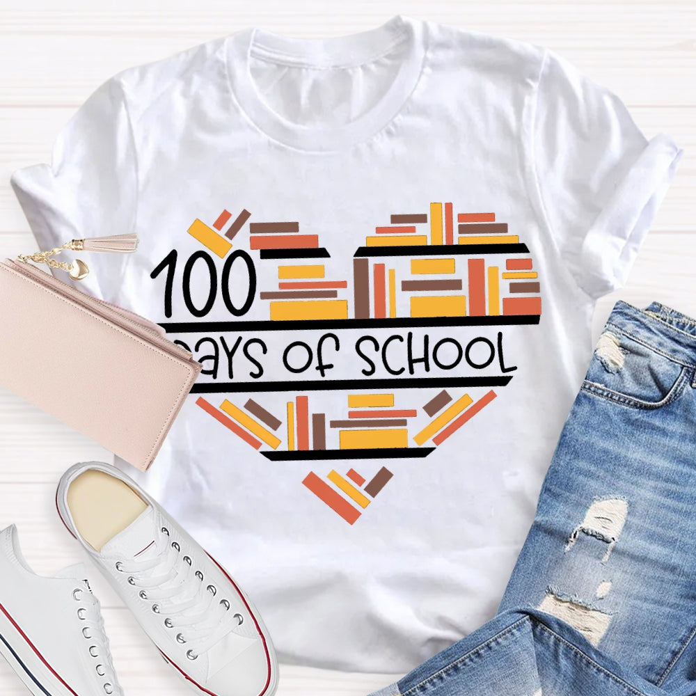 100 Days Of School Fall In Love With Reading T-shirt