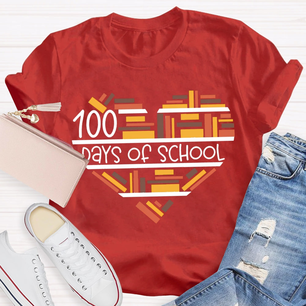 100 Days Of School Fall In Love With Reading T-shirt