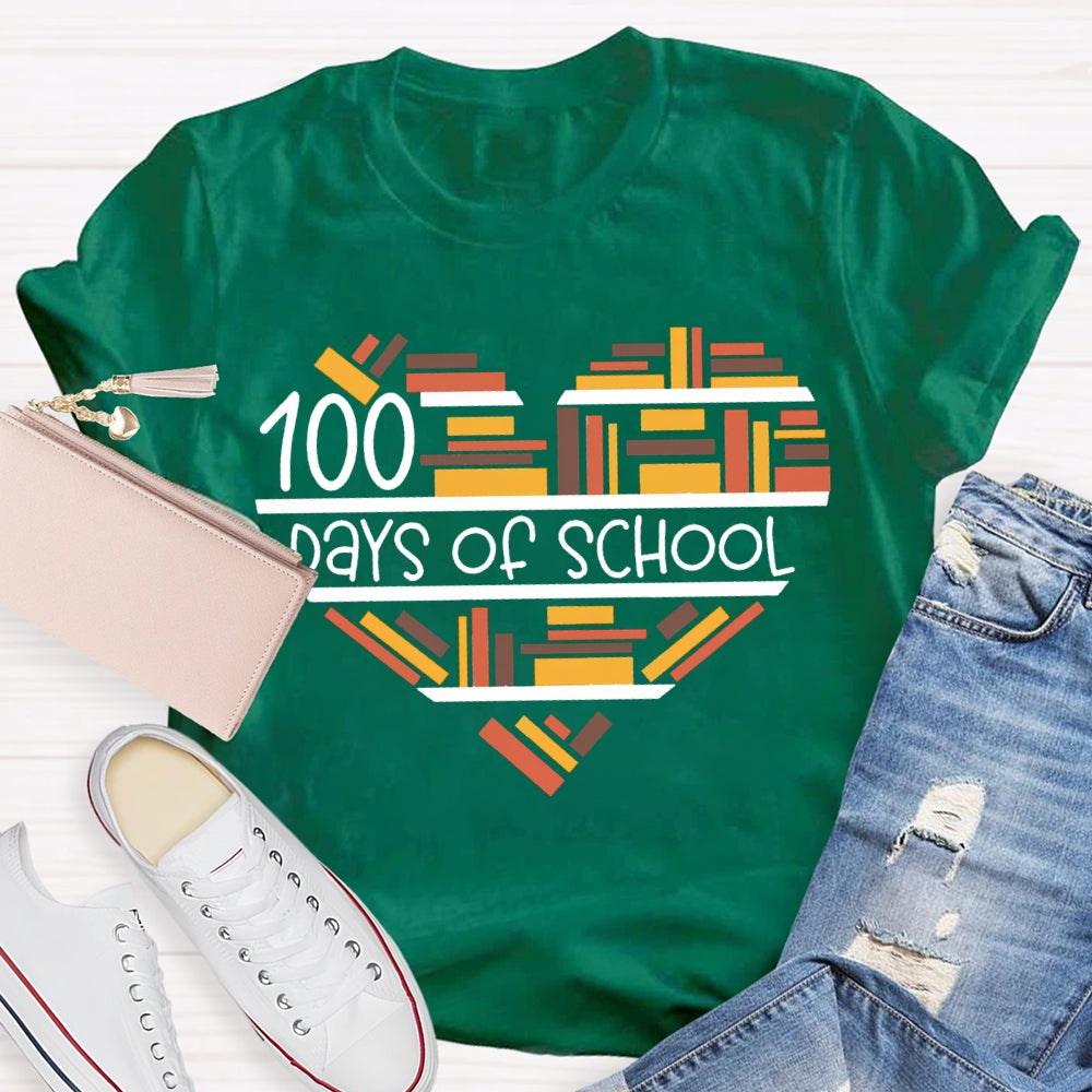 100 Days Of School Fall In Love With Reading T-shirt