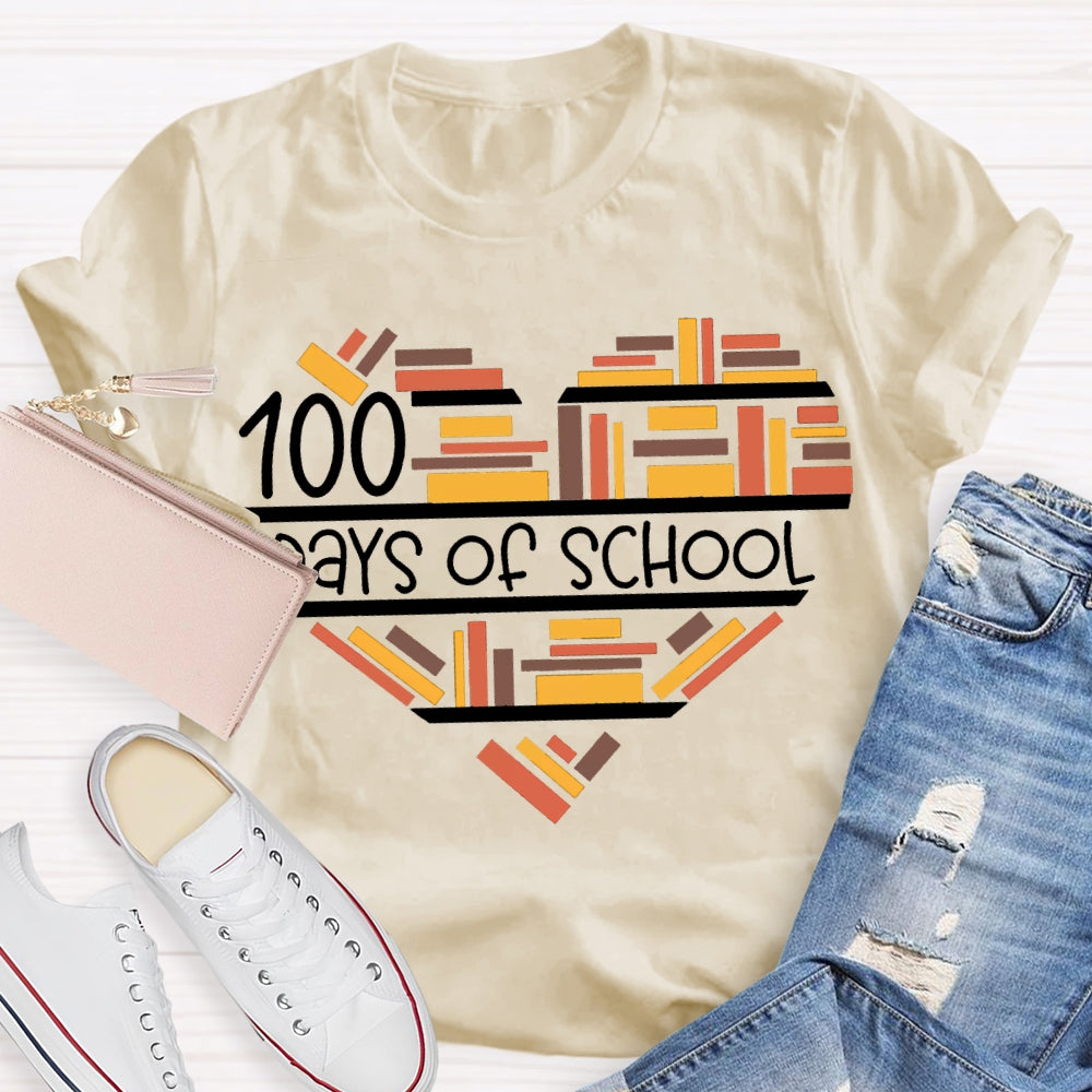 100 Days Of School Fall In Love With Reading T-shirt