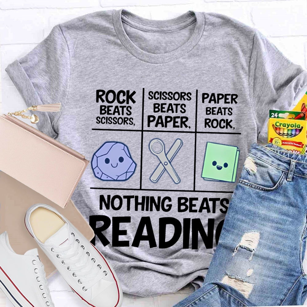 Nothing Beats Reading Rock Paper Scissors T-shirt