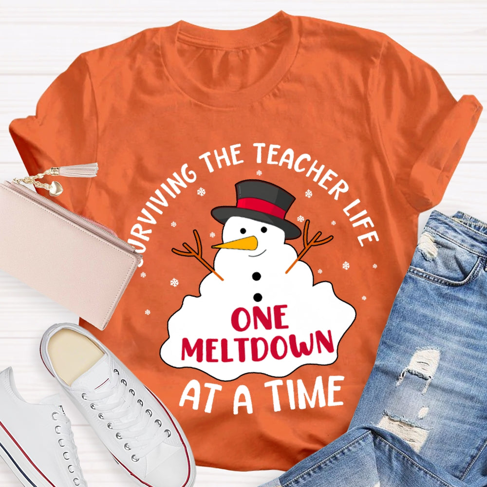 Surviving The Teacher Life One Meltdown At A Time T-shirt