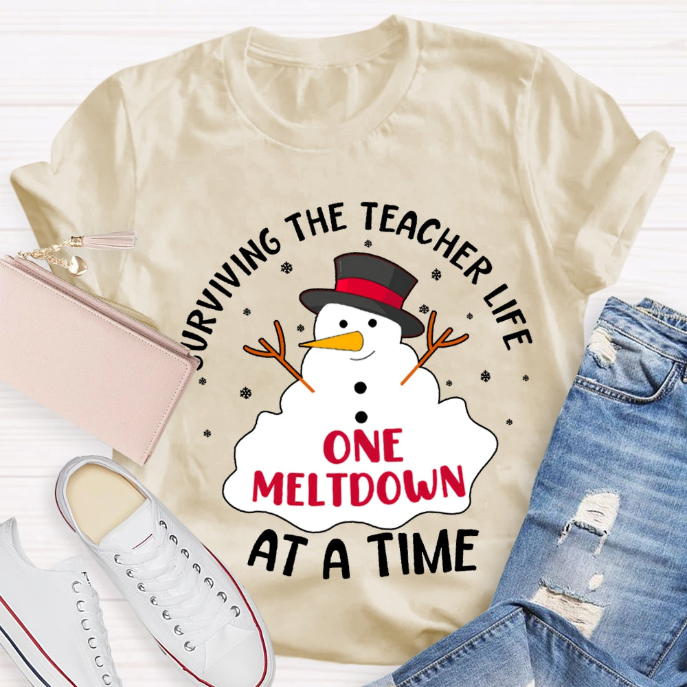 Surviving The Teacher Life One Meltdown At A Time T-shirt