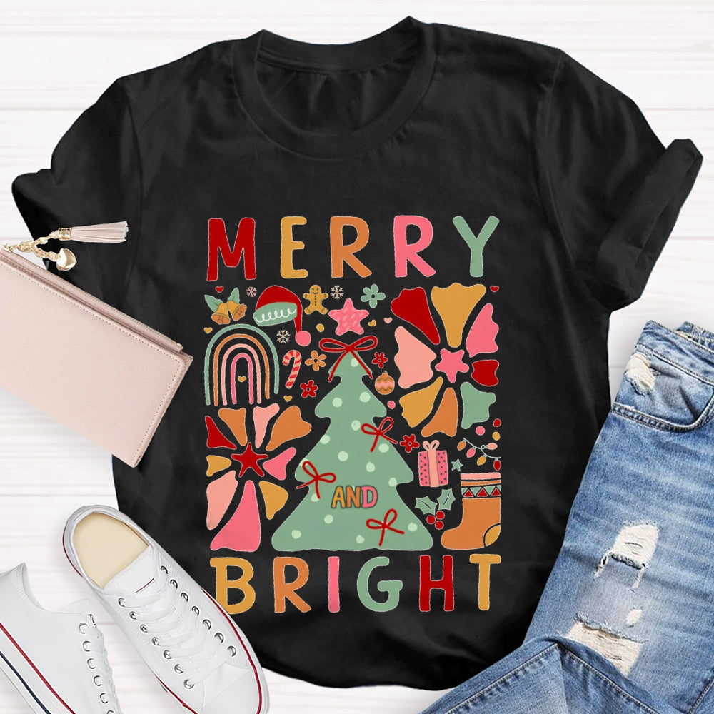 Merry Bright Christmas Trees And Christmas T-shirt