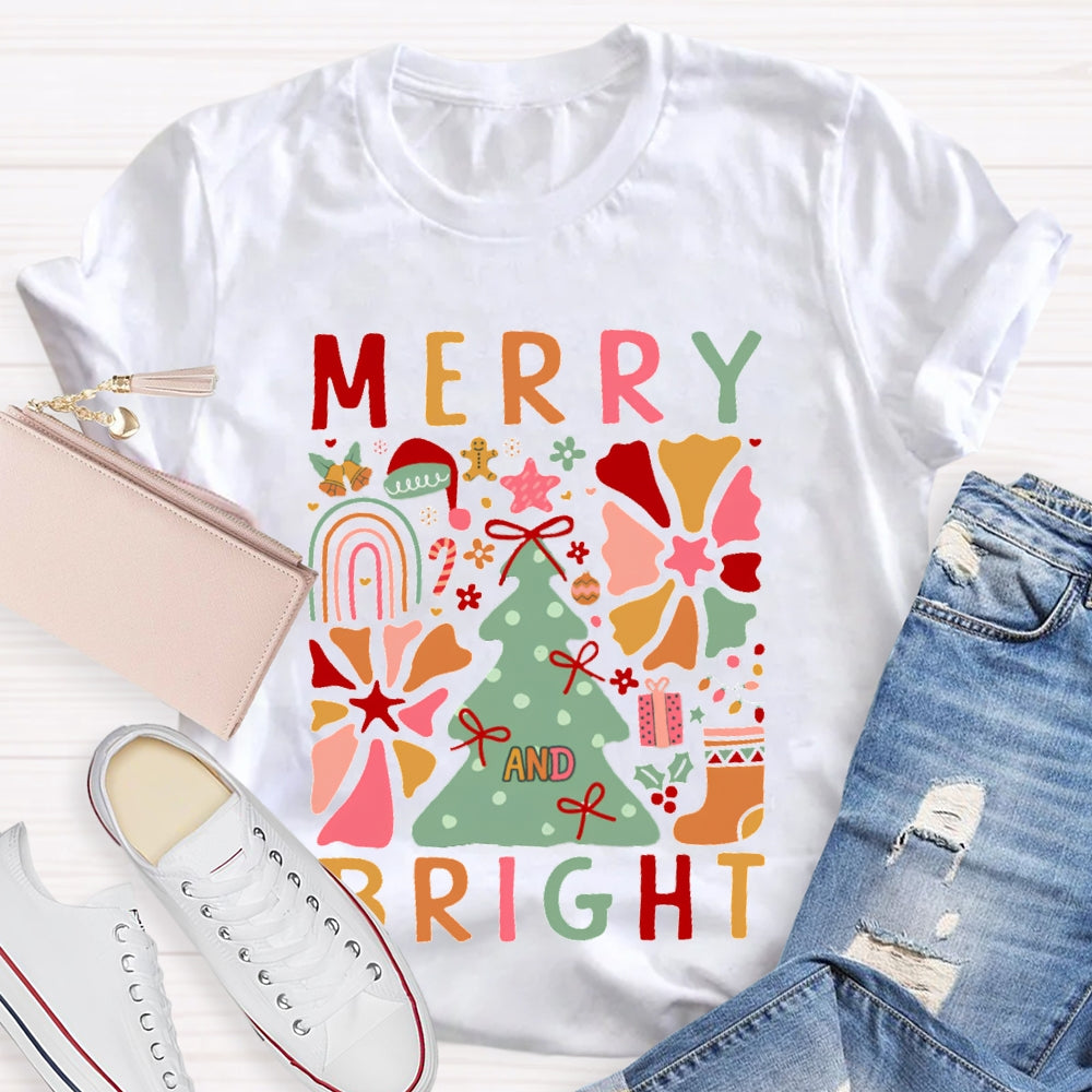 Merry Bright Christmas Trees And Christmas T-shirt