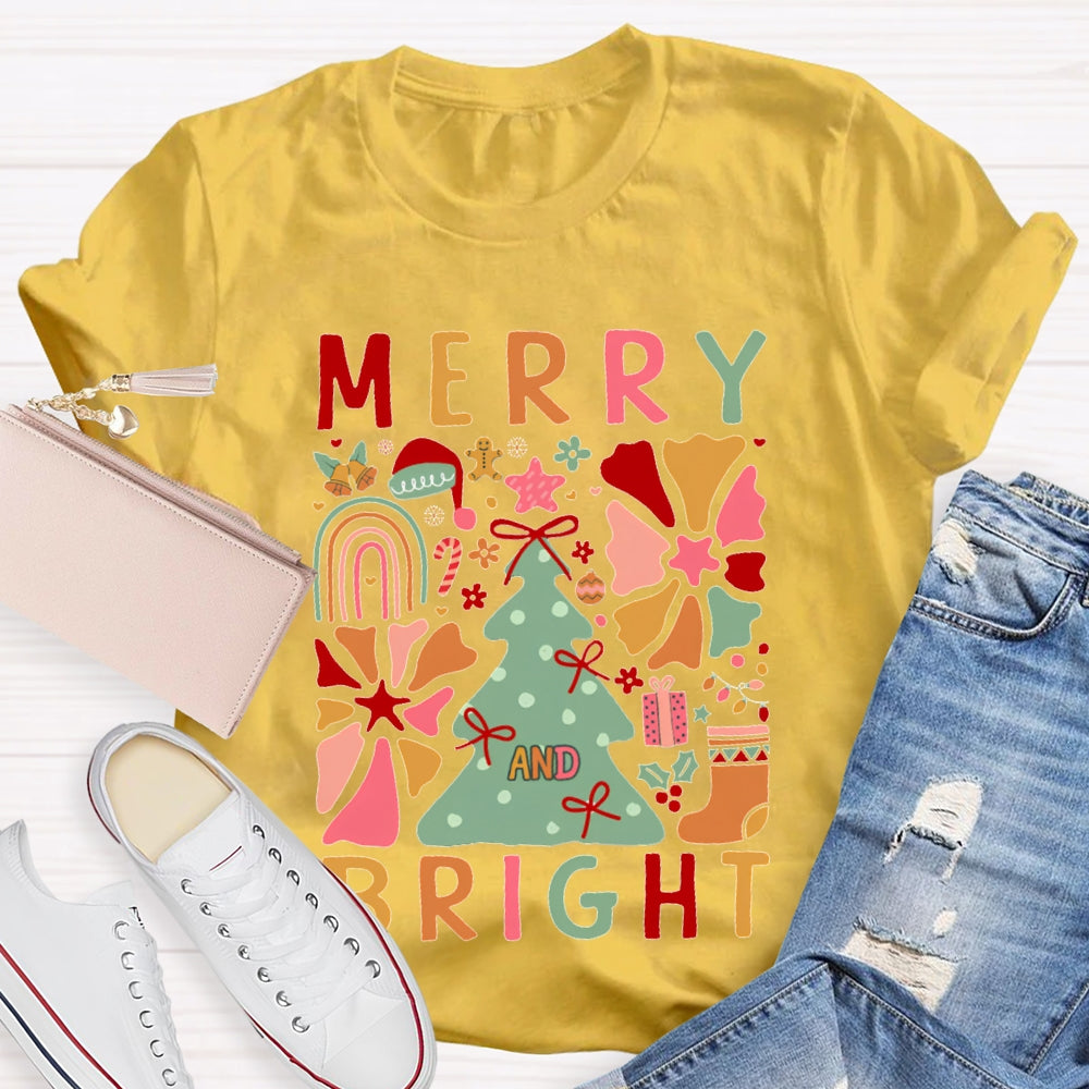 Merry Bright Christmas Trees And Christmas T-shirt