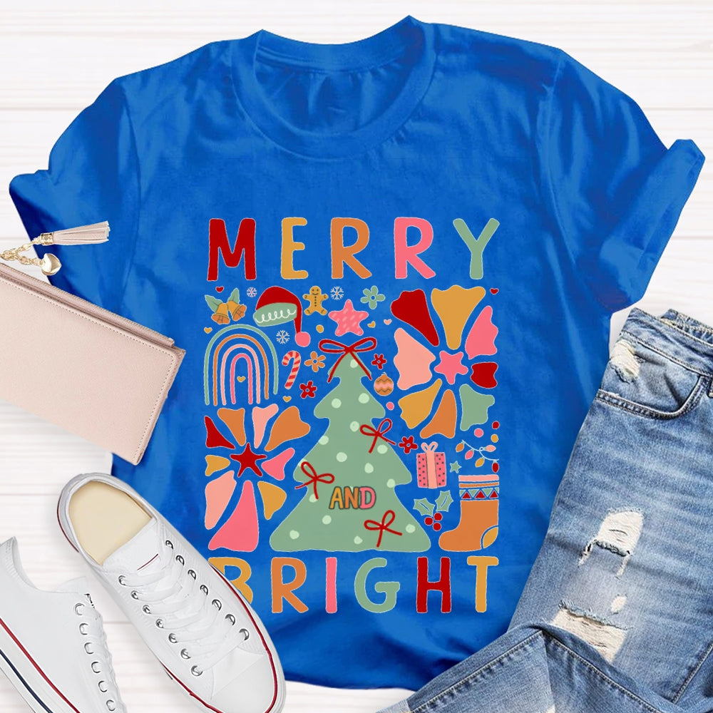Merry Bright Christmas Trees And Christmas T-shirt