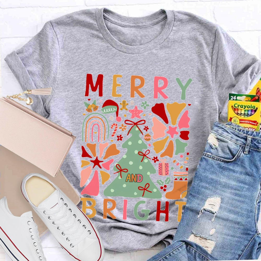 Merry Bright Christmas Trees And Christmas T-shirt