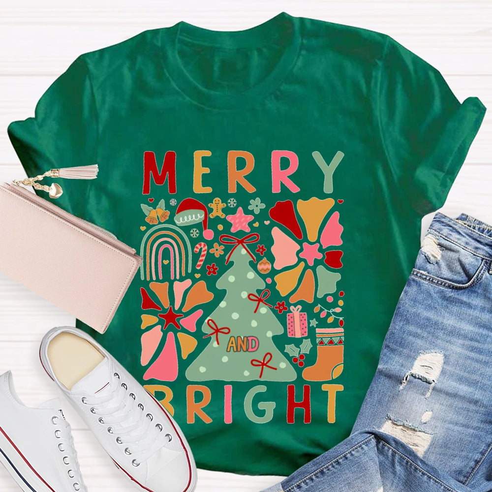 Merry Bright Christmas Trees And Christmas T-shirt