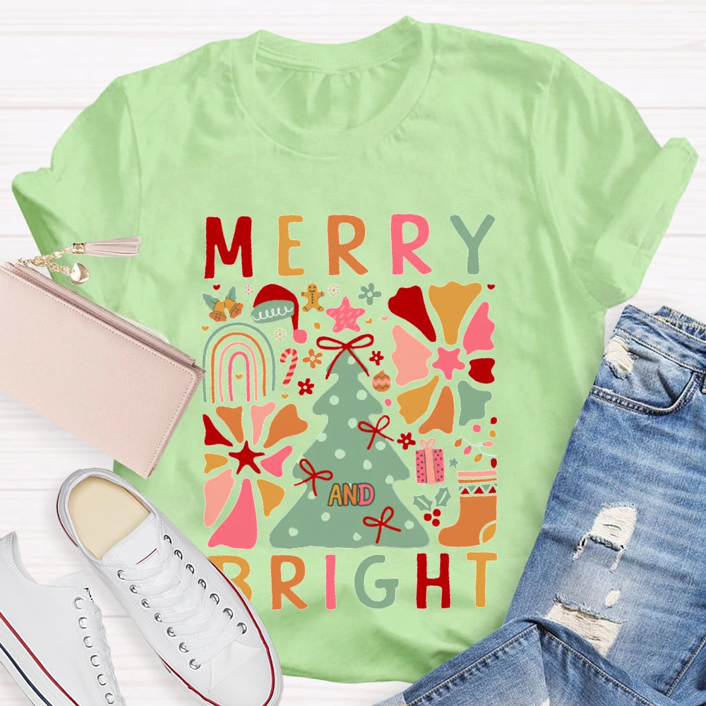 Merry Bright Christmas Trees And Christmas T-shirt