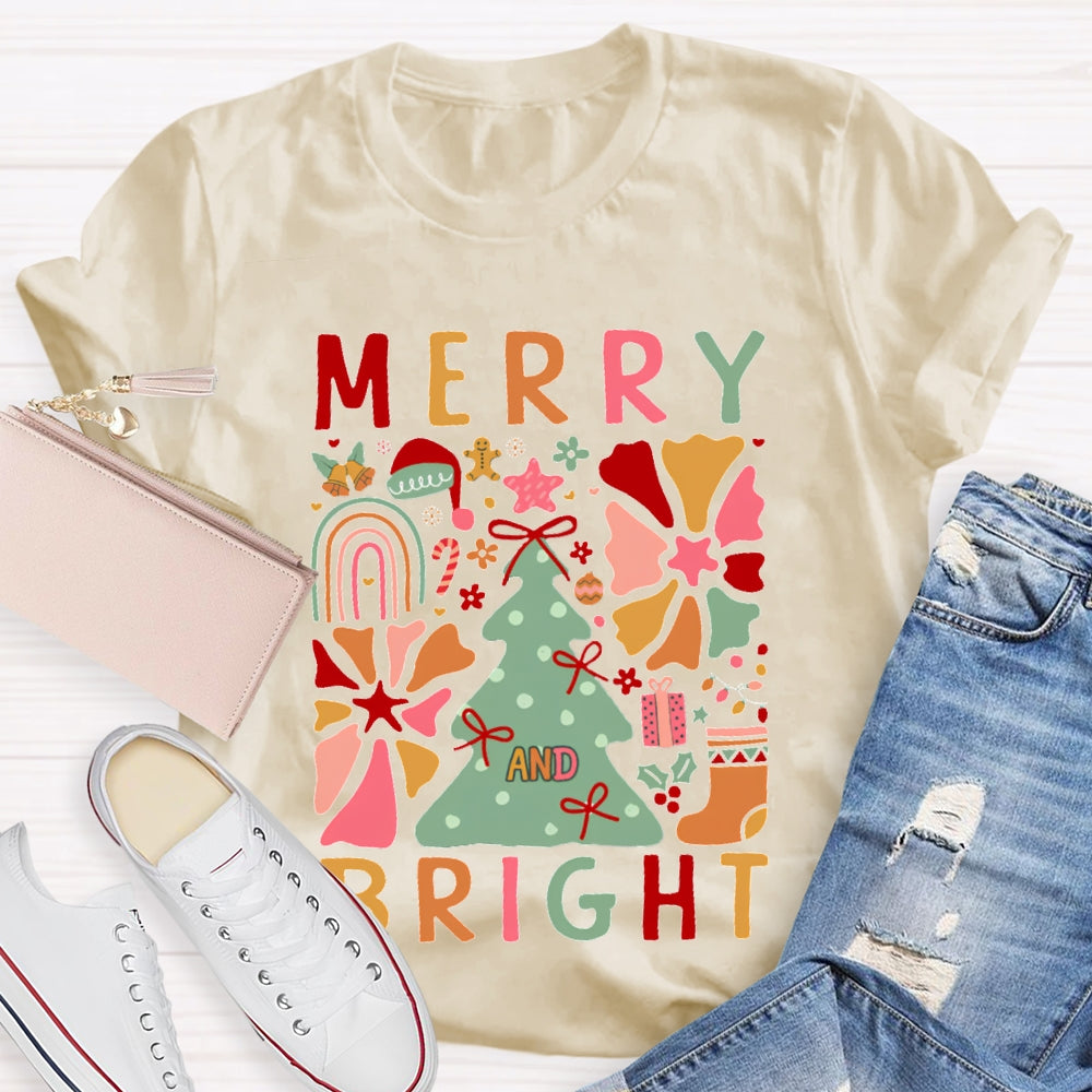 Merry Bright Christmas Trees And Christmas T-shirt