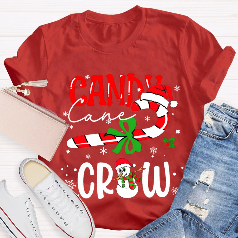 Christmas Candy Cane Crew Snowman Christmas T-shirt