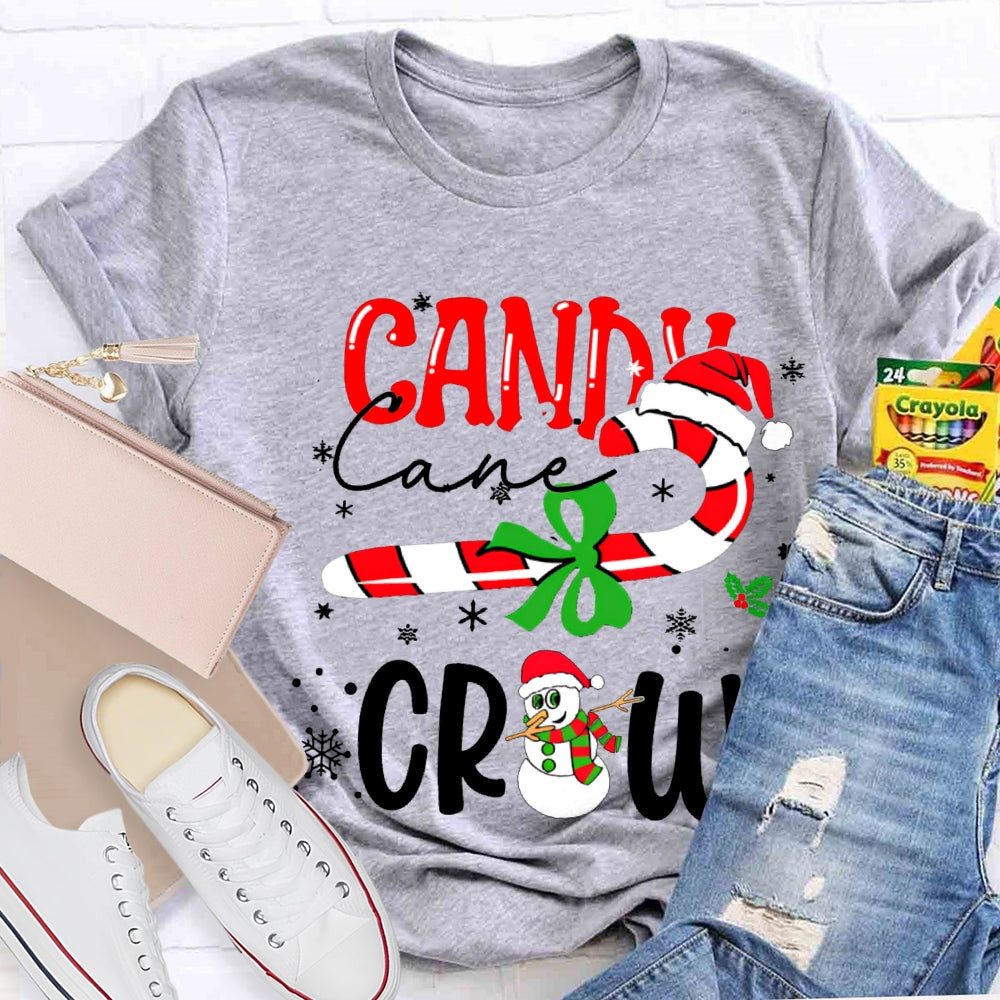 Christmas Candy Cane Crew Snowman Christmas T-shirt