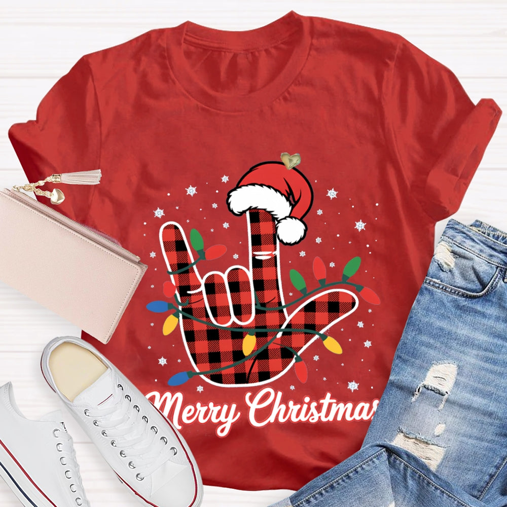Merry Christmas  Santa Hats And Christmas Lights T-shirt
