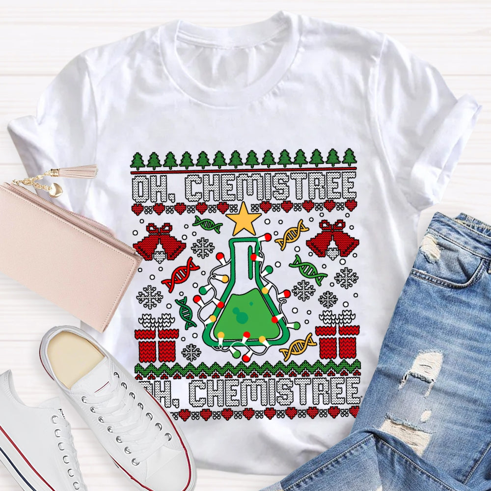 Oh Chemistree Chemical Test Bottles And Christmas Lights T-shirt