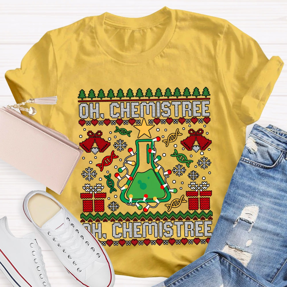 Oh Chemistree Chemical Test Bottles And Christmas Lights T-shirt
