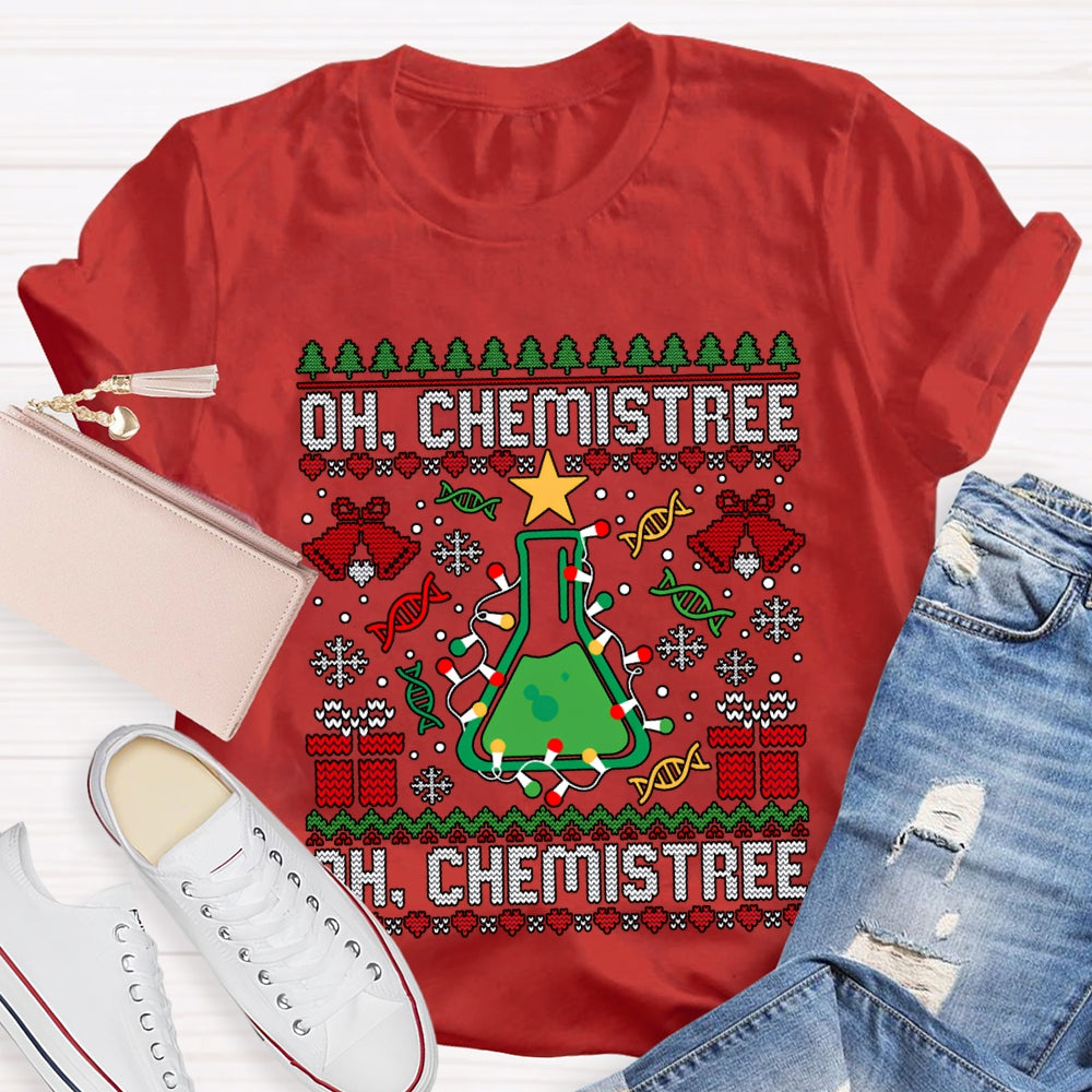 Oh Chemistree Chemical Test Bottles And Christmas Lights T-shirt
