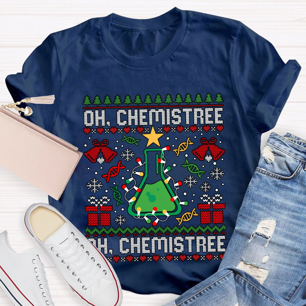 Oh Chemistree Chemical Test Bottles And Christmas Lights T-shirt