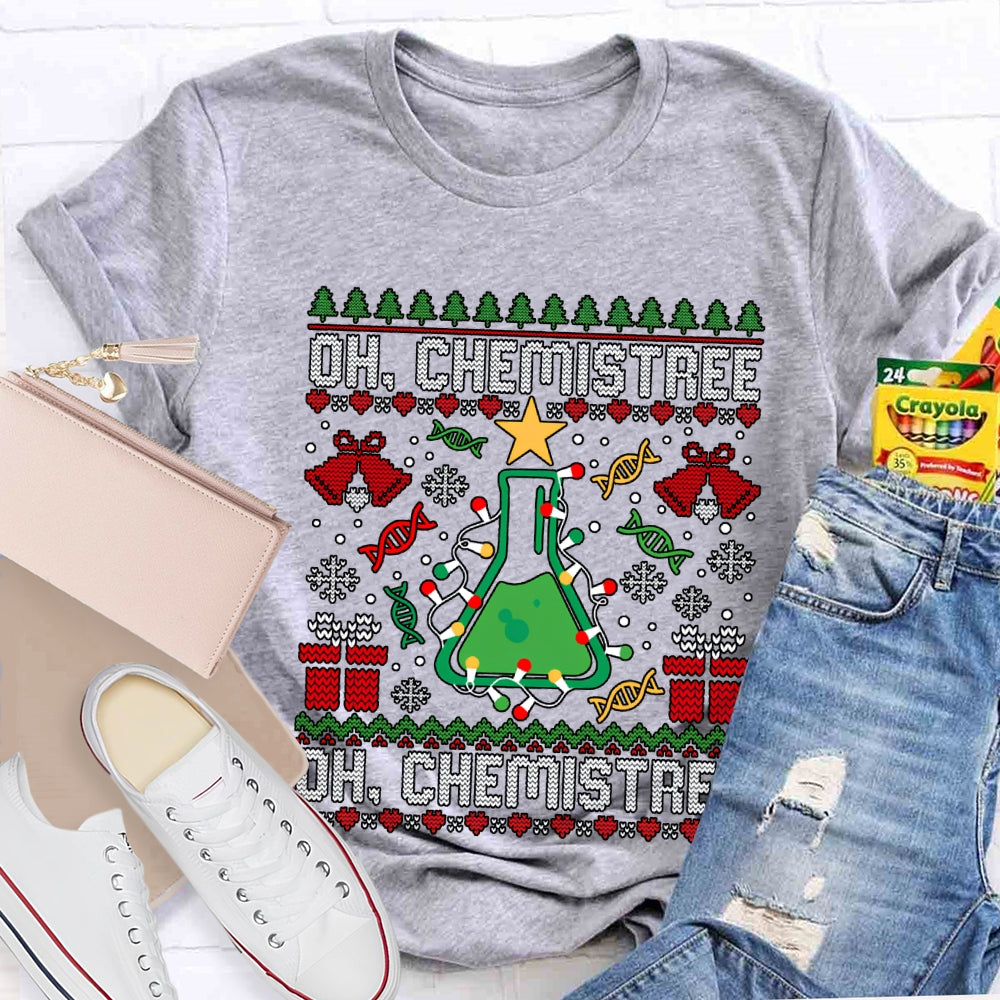 Oh Chemistree Chemical Test Bottles And Christmas Lights T-shirt