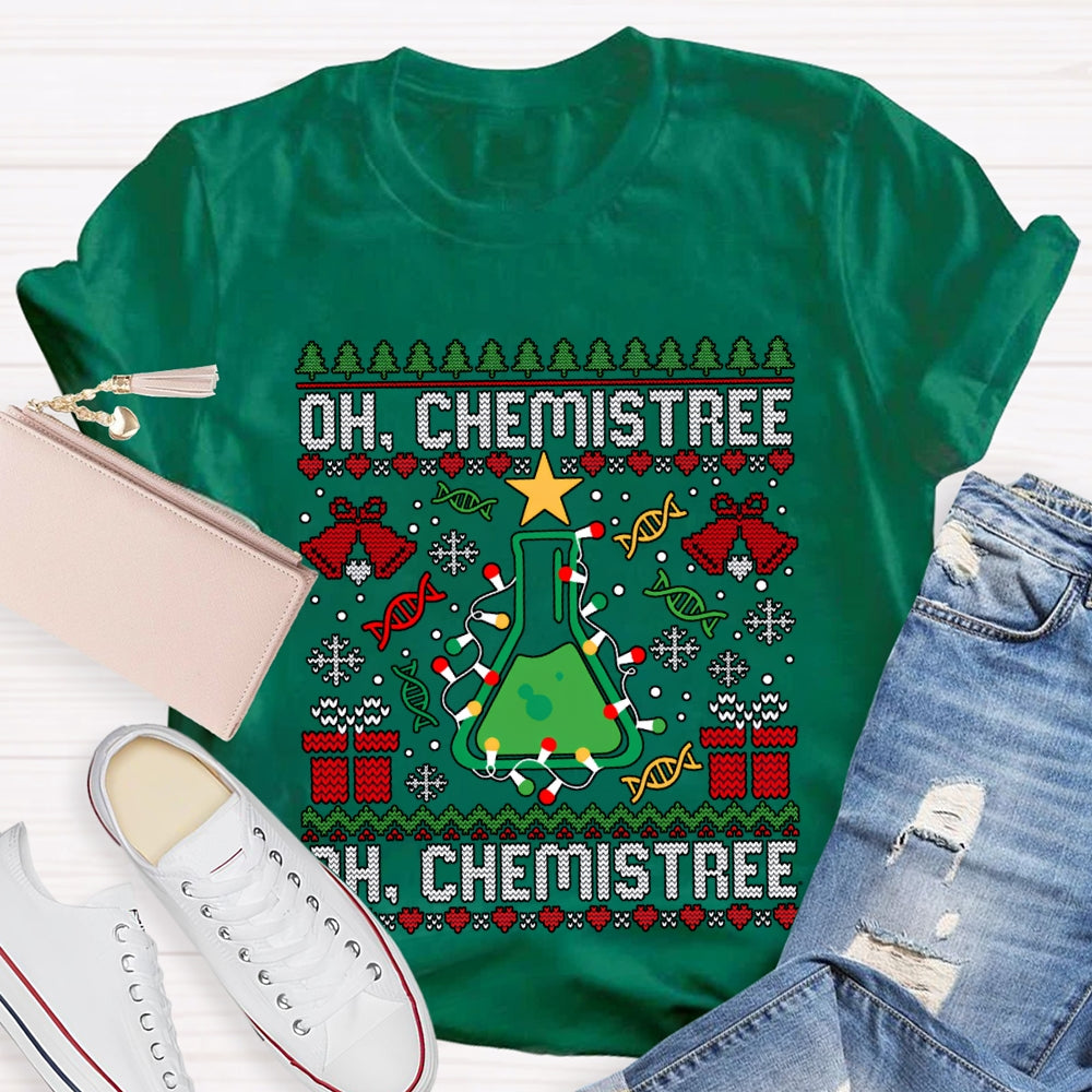 Oh Chemistree Chemical Test Bottles And Christmas Lights T-shirt