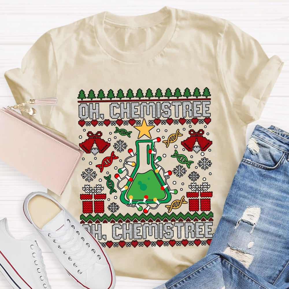 Oh Chemistree Chemical Test Bottles And Christmas Lights T-shirt