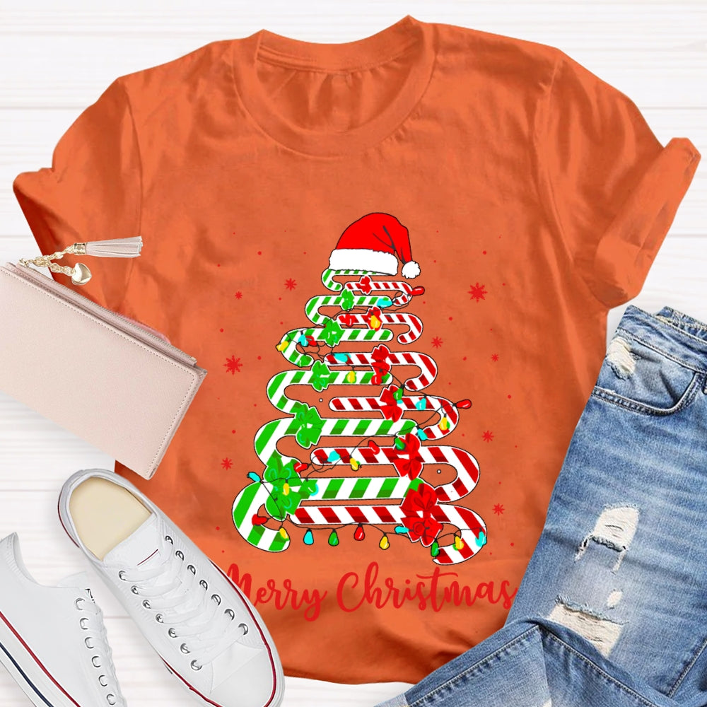 Merry Christmas And Christmas Candy Tree Merry Vibes T-shirt