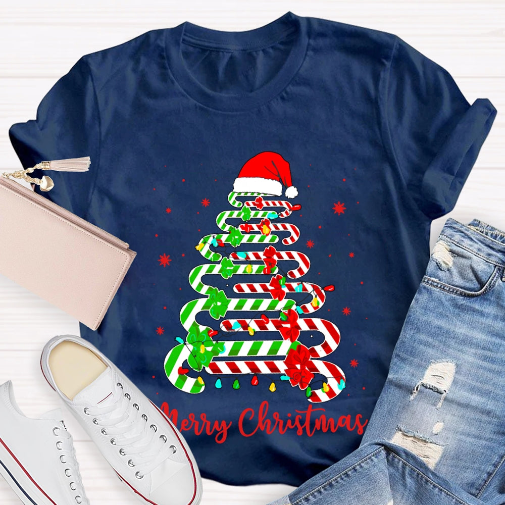 Merry Christmas And Christmas Candy Tree Merry Vibes T-shirt