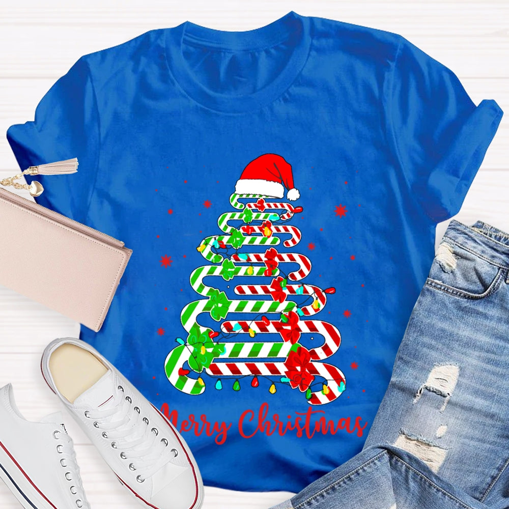 Merry Christmas And Christmas Candy Tree Merry Vibes T-shirt