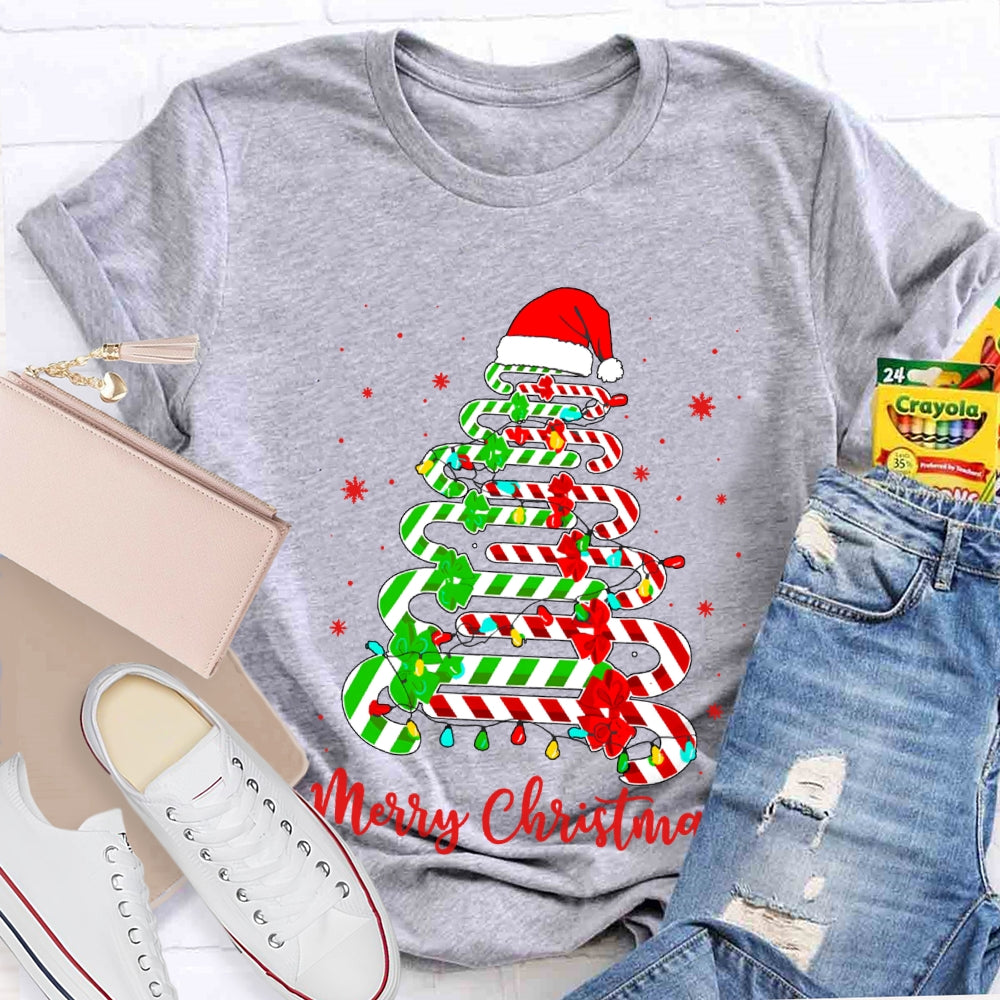 Merry Christmas And Christmas Candy Tree Merry Vibes T-shirt