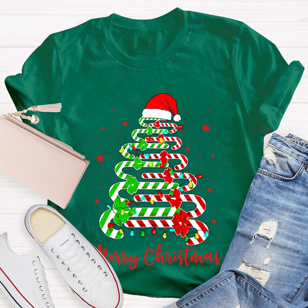 Merry Christmas And Christmas Candy Tree Merry Vibes T-shirt