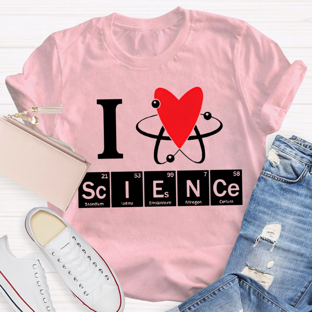 L Love Science Heart Element Science Teacher T-shirt