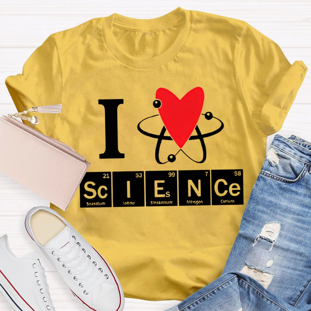 L Love Science Heart Element Science Teacher T-shirt