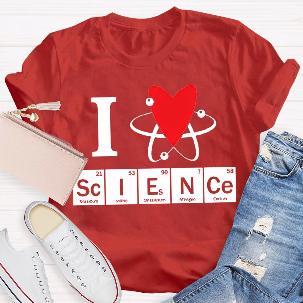 L Love Science Heart Element Science Teacher T-shirt