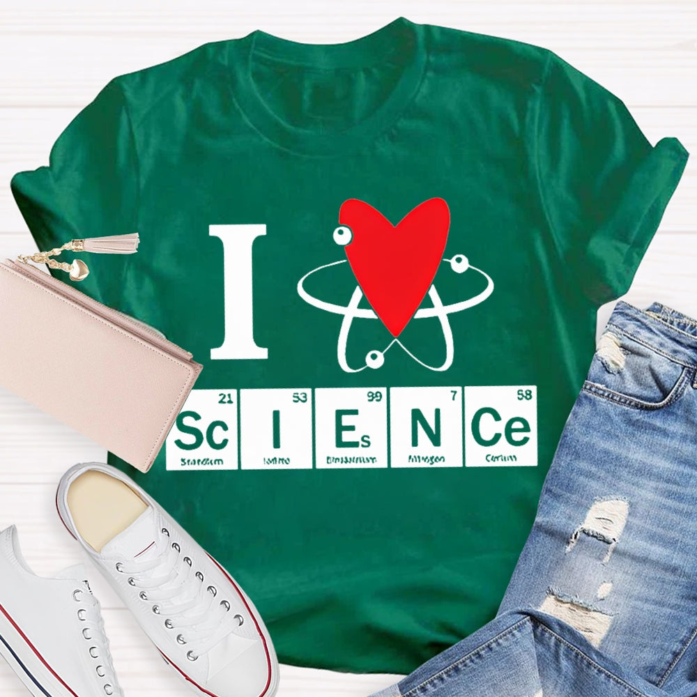 L Love Science Heart Element Science Teacher T-shirt