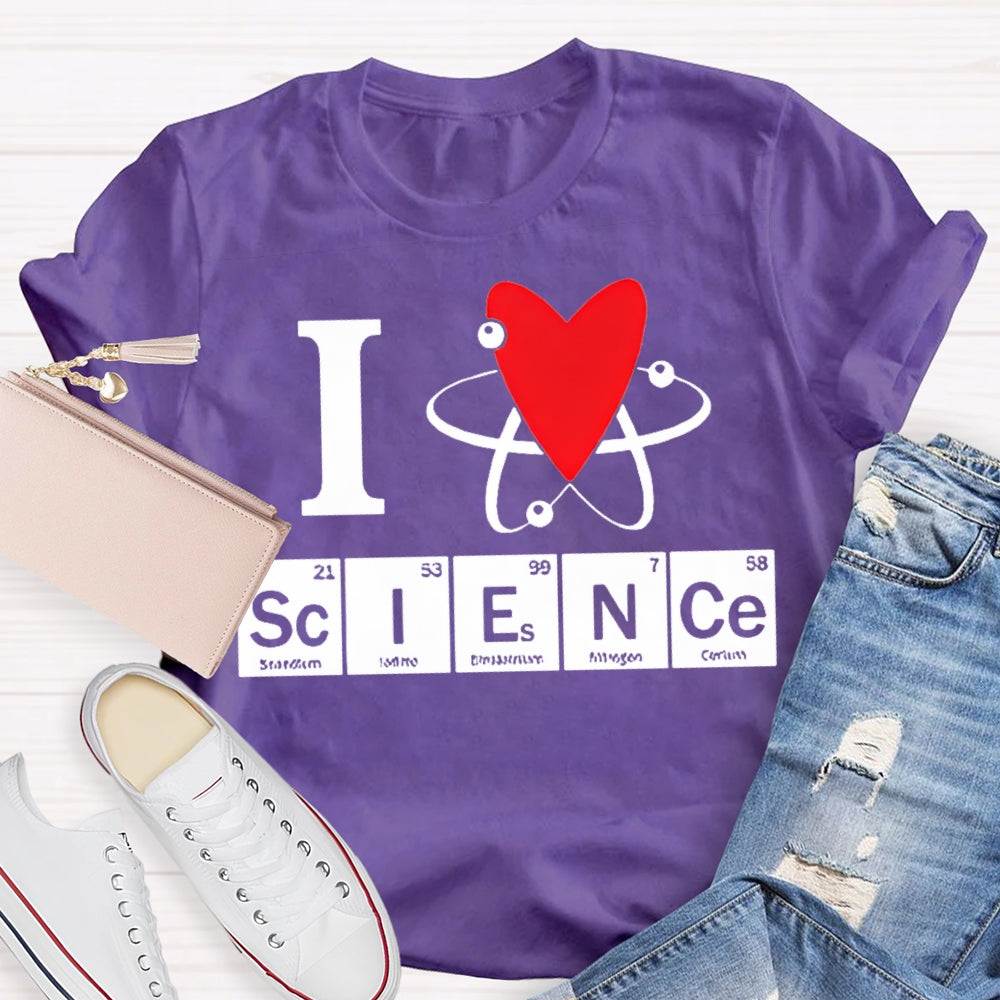L Love Science Heart Element Science Teacher T-shirt