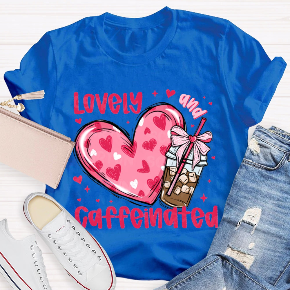 Lovely Caffeinated Pink Hearts And Coffee Cups T-shirt