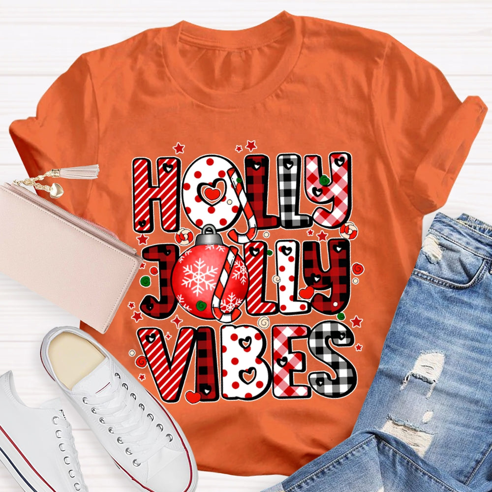 Holly Jolly Vibes Colorful Christmas Fonts T-shirt