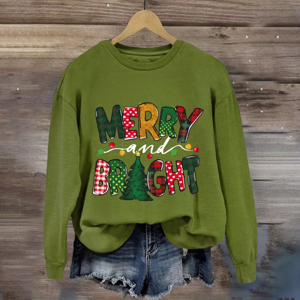 Merry And Bright Christmas Tree Sweatshirt