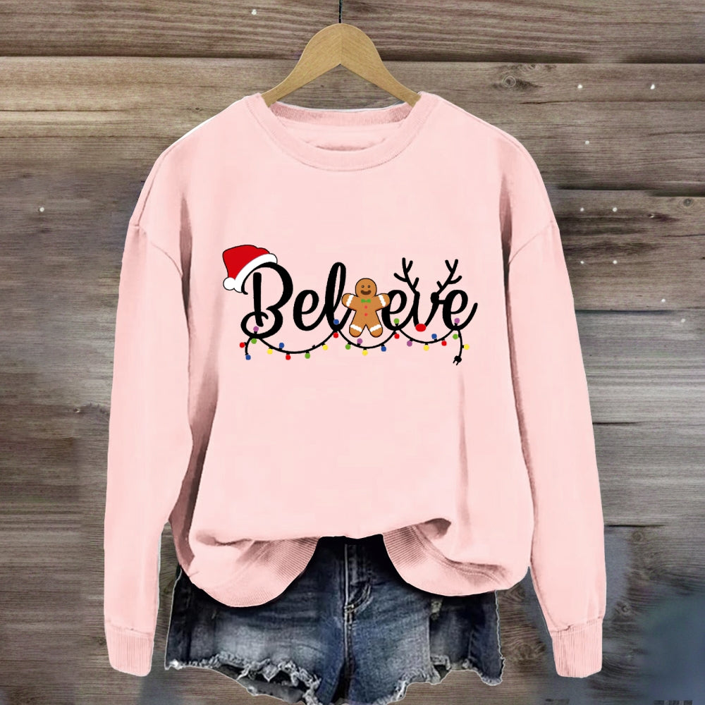 Christmas Believe Gingerbread Man Sweatshirt