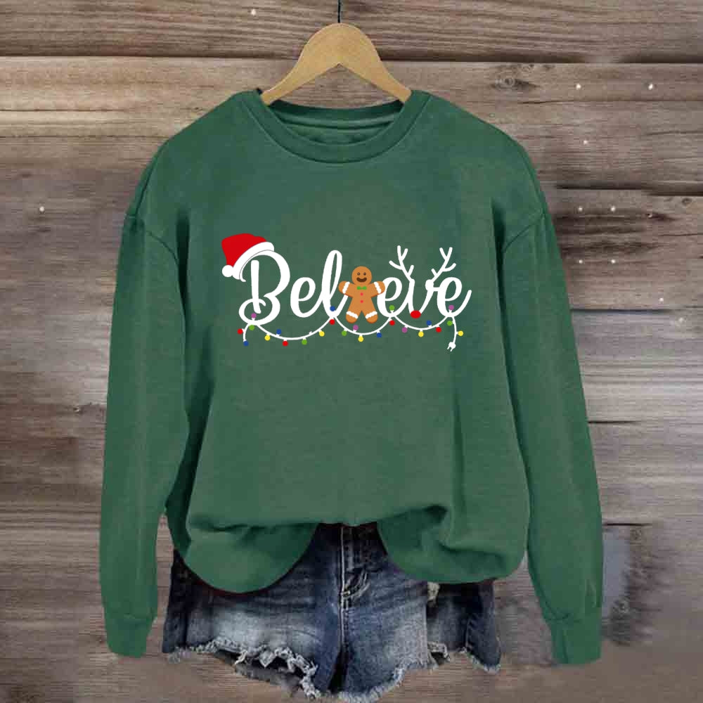 Christmas Believe Gingerbread Man Sweatshirt